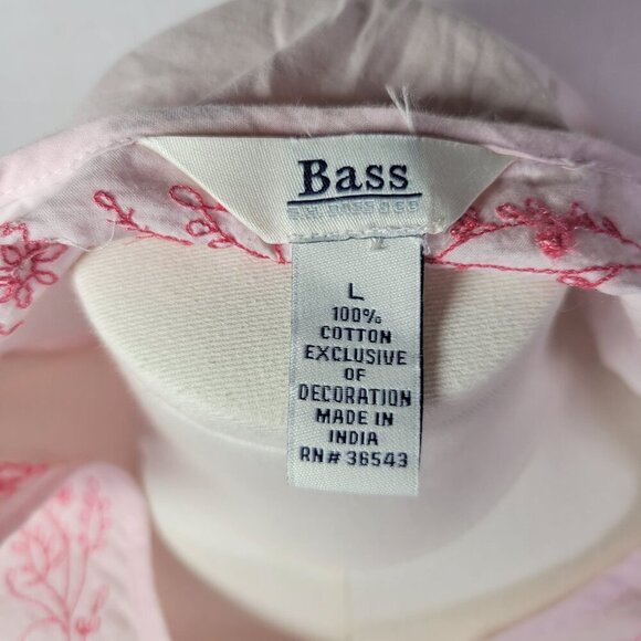 Bass Pink Lightweight Floral Embroidered Bead Cotton 3/4 Sleeve Tunic Size L - Picture 6 of 10